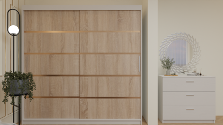 Dormitor Cairo Pat Tapitat Dressing 200x200 Alb&Sonoma [3]