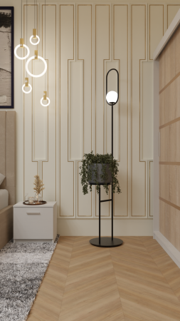 Dormitor Cairo Pat Tapitat Dressing 200x200 Alb&Sonoma [2]