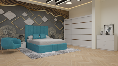 Dormitor Cairo Tapitat Dressing 250x200 3 Usi Alb [22]