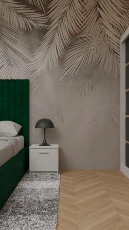 Dormitor Cairo Tapitat Dressing 250x200 3 Usi Cu Oglinda Alb&Gri Antracit [5]