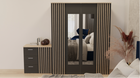 Dormitor Dallas Cu Pat Nobless Tapițat Albastru [2]