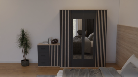 Dormitor Dallas Cu Pat Nobless Tapitat Gri [2]