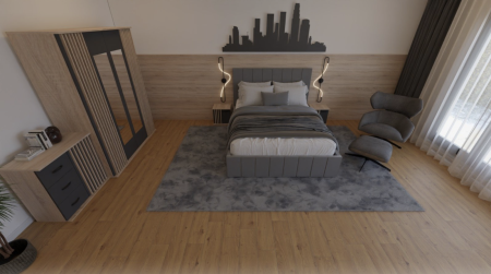 Dormitor Dallas Cu Pat Nobless Tapitat Gri [1]