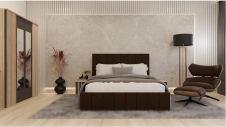 Dormitor Dallas Cu Pat Nobless Tapițat Maro [1]