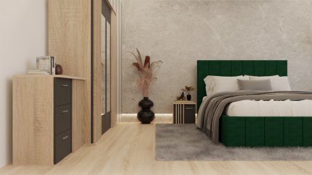 Dormitor Dallas Cu Pat Nobless Tapitat Verde [3]