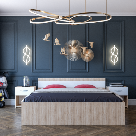 MOBILIER COMPLET DORMITOR - Dormitor Forest Sonoma&Alb