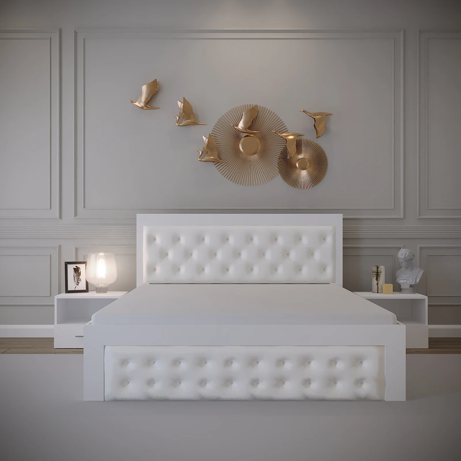 Dormitor Imperia Tapitat Alb 4 Usi Dressing V2 [1]