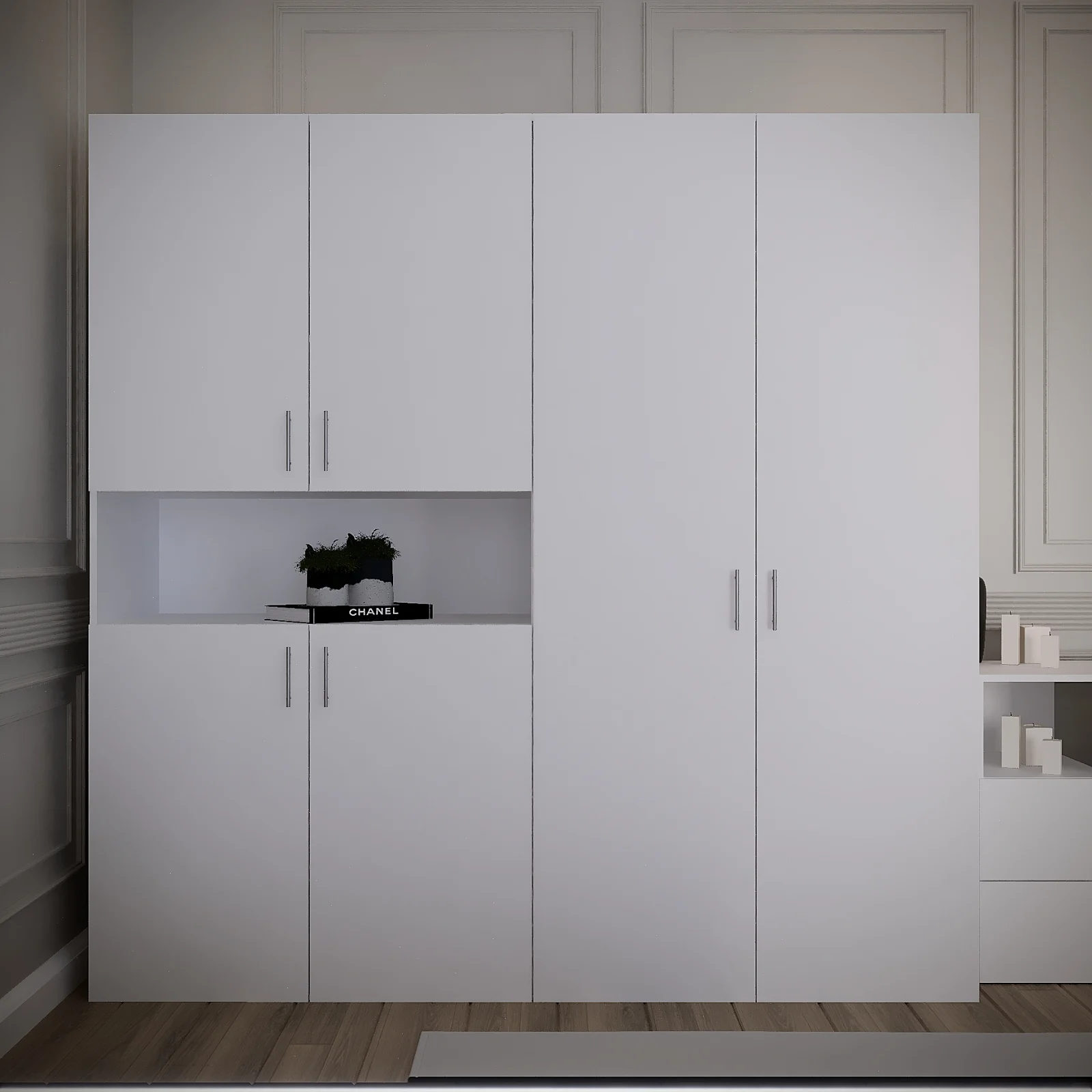 Dormitor Imperia Tapitat Alb 4 Usi Dressing V2 [4]