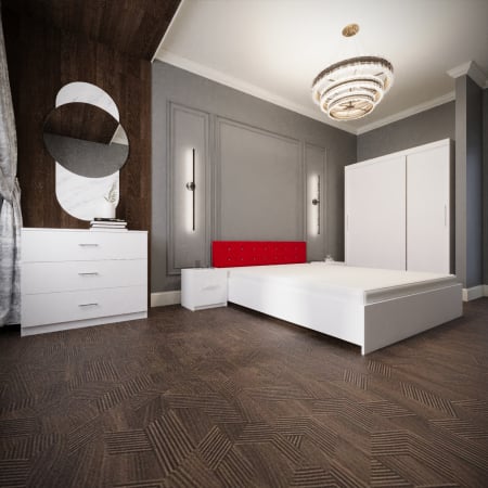 Seturi Dormitor - Dormitor Monticelli Alb&Rosu Tapitat 3 Usi