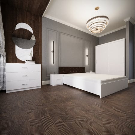 Seturi Dormitor - Dormitor Monticelli Alb&Wenge Tapitat 2 Usi