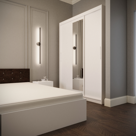 Dormitor Monticelli Alb&Wenge Tapitat 3 Usi cu Oglinda [2]