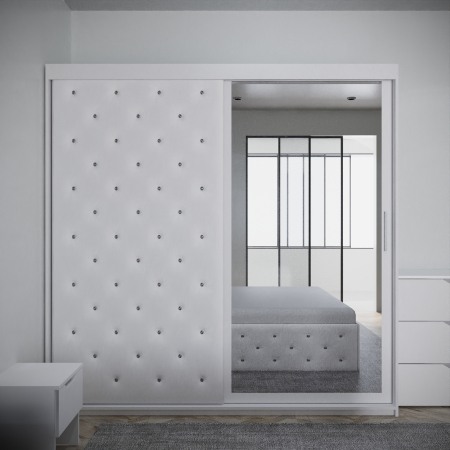 Dormitor Monticelli New Alb Tapitat 2 Usi cu Oglinda [3]