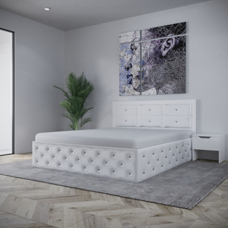 Dormitor Monticelli New Alb Tapitat 2 Usi cu Oglinda [1]