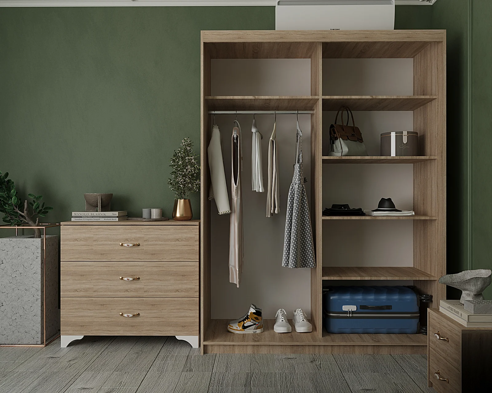 Dormitor Nevada Tapitat cu Oglinda Sonoma&Gri [5]