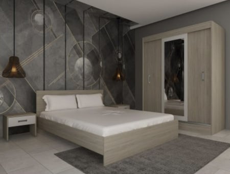 MOBILIER COMPLET DORMITOR - Dormitor Tosca Dressing 3 Usi Sonoma&Alb