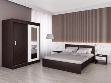 MOBILIER COMPLET DORMITOR - Dormitor Tosca Wenge&Alb