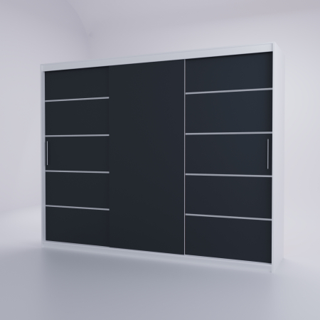 Dressing Emporio Alb cu uși glisante Antracit 250x200 [2]