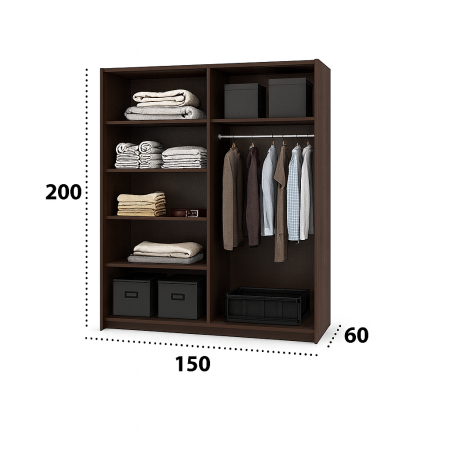 Dressing Emporio Wenge cu uși glisante Albe 150x200 [1]
