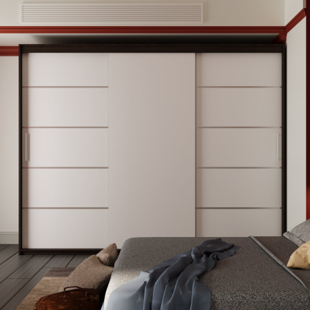 DRESSING/DULAP - Dressing Emporio Wenge cu uși glisante Albe 250x200