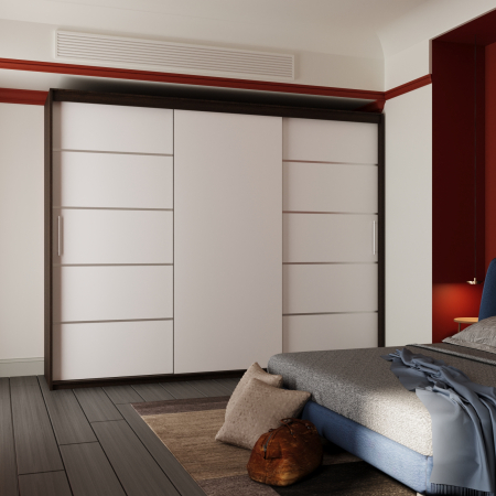 Dressing Emporio Wenge cu uși glisante Albe 250x200 [1]