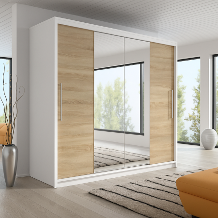 DRESSING/DULAP - Dressing Monaco Alb cu uși glisante Sonoma