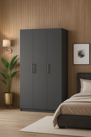 DRESSING/DULAP - Dulap Damasc 3 Uși Antracit