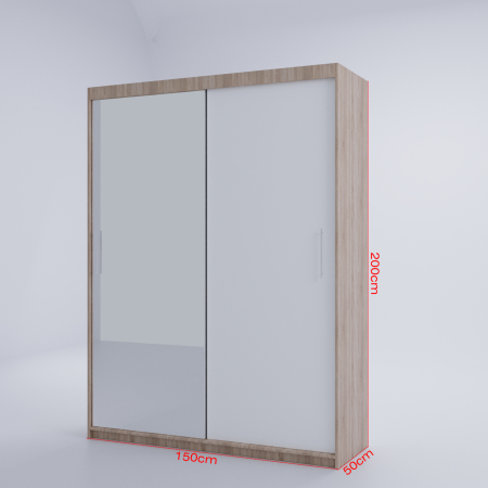 Dulap Kenzo cu Oglinda Sonoma&Alb [4]