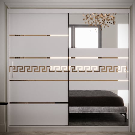 DRESSING/DULAP - Dulap Kenzo Gold cu Oglinda Alb 200*200