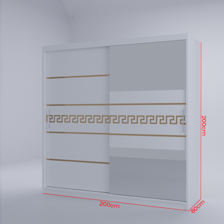 Dulap Kenzo Gold cu Oglinda Alb 200*200 [4]