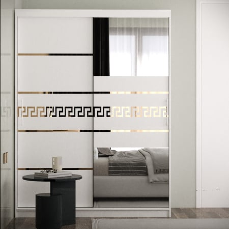 DRESSING/DULAP - Dulap Kenzo Gold cu Oglinda Alb