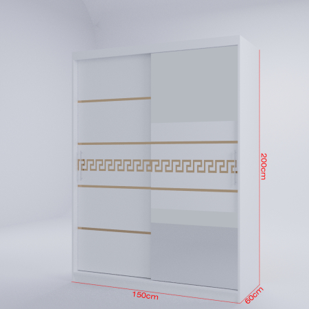 Dulap Kenzo Gold cu Oglinda Alb [4]