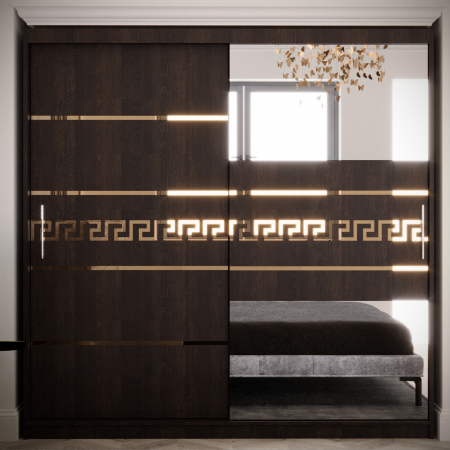 DRESSING/DULAP - Dulap Kenzo Gold cu Oglinda Wenge 200*200