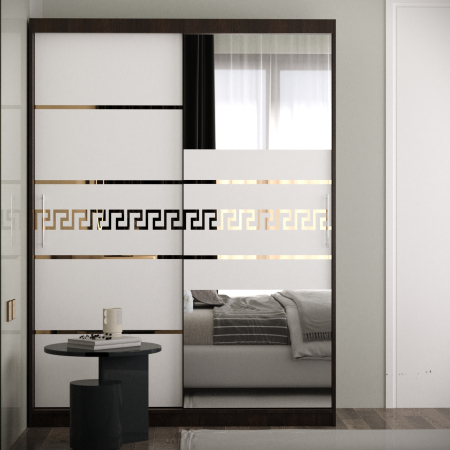 DRESSING/DULAP - Dulap Kenzo Gold cu Oglinda Wenge&Alb