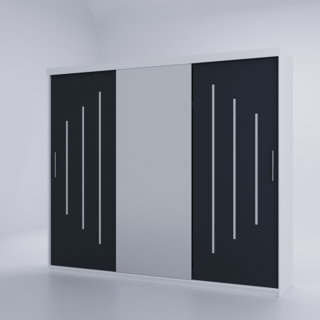 Dulap Kenzo Space 230*200 Cu Oglinda Alb&Antracit [2]