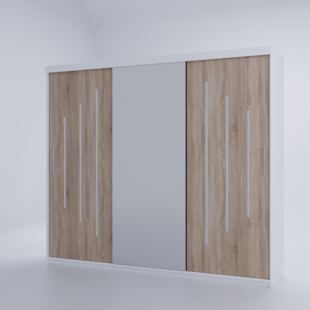 Dulap Kenzo Space 230*200 Cu Oglinda Alb&Sonoma [3]