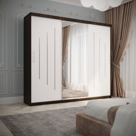 Dulap Kenzo Space 230*200 Cu Oglinda Wenge&Alb [1]