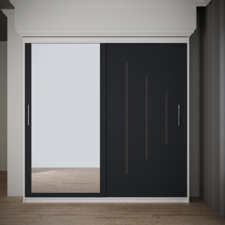 DRESSING/DULAP - Dulap Kenzo Space cu Oglinda 200*200 Alb&Antracit