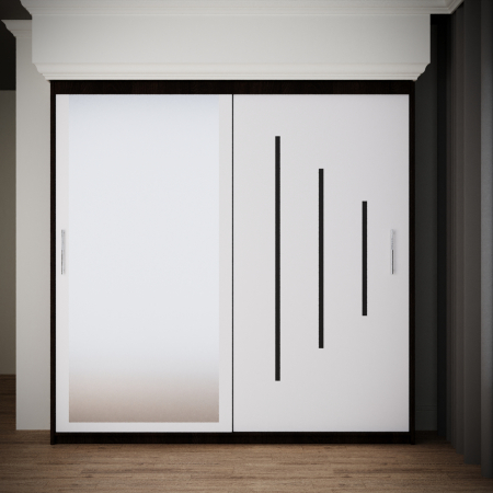 DRESSING/DULAP - Dulap Kenzo Space cu Oglinda 200*200 Wenge&Alb