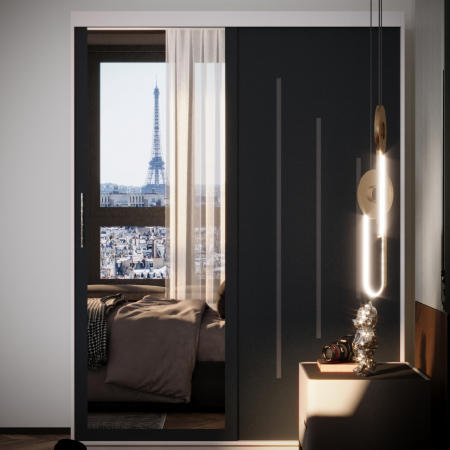 DRESSING/DULAP - Dulap Kenzo Space cu Oglinda Alb&Antracit