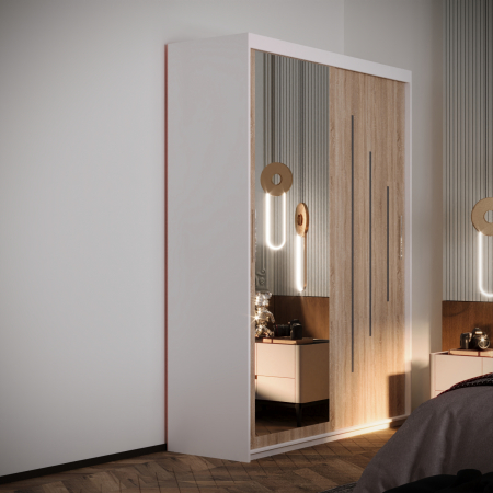 Dulap Kenzo Space cu Oglinda Alb&Sonoma [1]