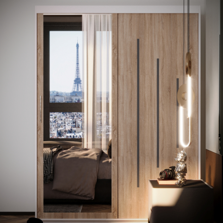 DRESSING/DULAP - Dulap Kenzo Space cu Oglinda Alb&Sonoma