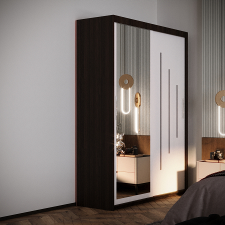 Dulap Kenzo Space cu Oglinda Wenge&Alb [1]