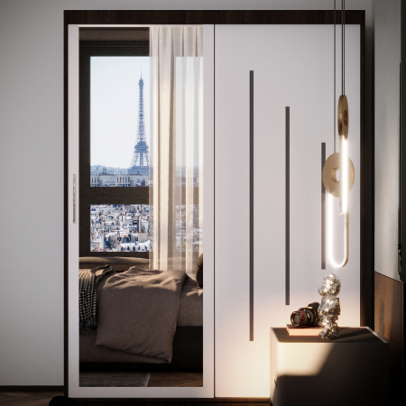 DRESSING/DULAP - Dulap Kenzo Space cu Oglinda Wenge&Alb