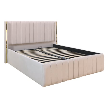 PATURI TAPITATE CU SOMIERA RABATABILA - Pat Cairo New Bandă Aurie 180x200 cu Somieră Rabatabilă