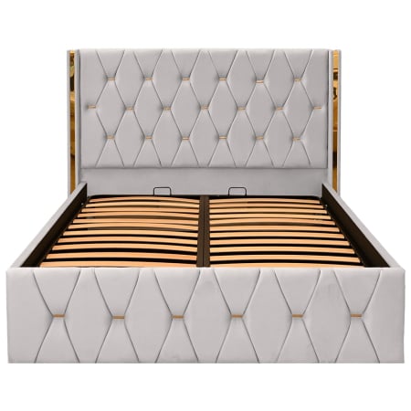 PATURI TAPITATE CU SOMIERA RABATABILA - Pat Maldive New Bej cu Somieră Rabatabilă