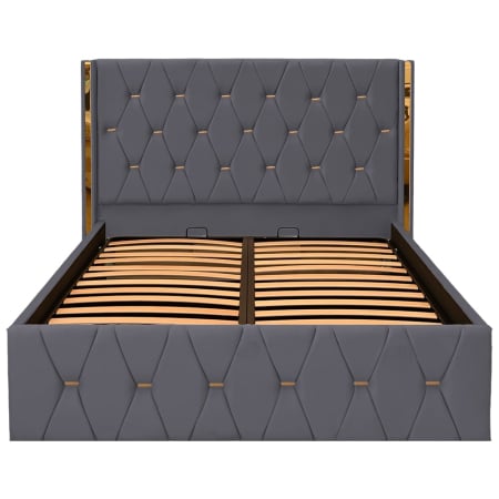 PATURI TAPITATE CU SOMIERA RABATABILA - Pat Maldive New Gri cu Somieră Rabatabilă