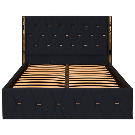 PATURI TAPITATE CU SOMIERA RABATABILA - Pat Maldive New Negru cu Somieră Rabatabilă