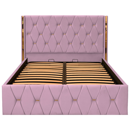 PATURI TAPITATE CU SOMIERA RABATABILA - Pat Maldive New Roz cu Somieră Rabatabilă