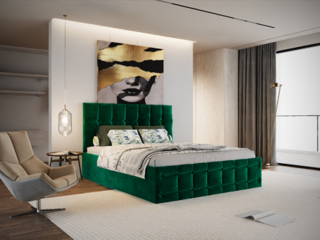 Pat Regal Tapitat Verde Smarald fara Saltea 160x200 [2]