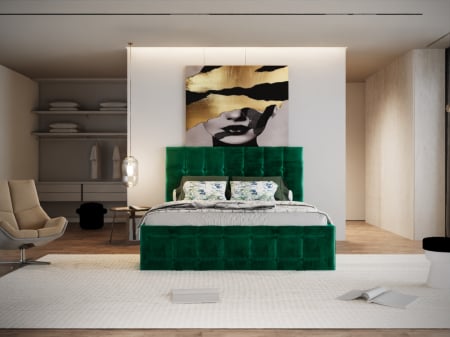 PATURI TAPITATE - Pat Regal Tapitat Verde Smarald fara Saltea 180x200